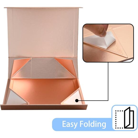 Luxury Rose Gold Magnetic Gift Box 13.85x8.35x4.45” with Ribbon, Card & Filler - Picture 3 of 7